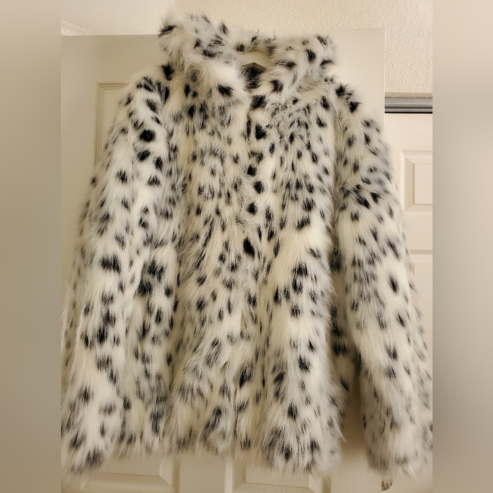 NWT DONNA SALYERS FABULOUS FURS HOODED FAUX FUR COAT SIZE XL